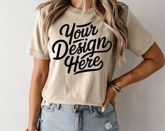 Natural Bella Canvas 3001 Mockup, T-shirt Mockup, 3001 Bella Canvas, Shirt Model Mockup, T-Shirt Mockup, Natural Bella Canvas T-Shirt Mockup