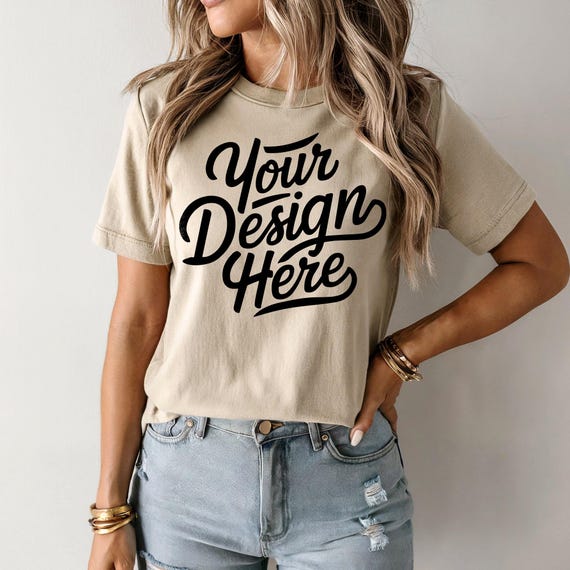 Natural Bella Canvas 3001 Mockup, T-shirt Mockup, 3001 Bella Canvas, Shirt Model Mockup, T-Shirt Mockup, Natural Bella Canvas T-Shirt Mockup