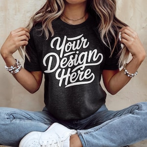 Bella Canvas 3001 Dark Heather Grey Shirt Mockup, 3001 Bella Canvas, Shirt Model Mockup T-Shirt Mockup, Best Bella Canvas Dark Heather Gray