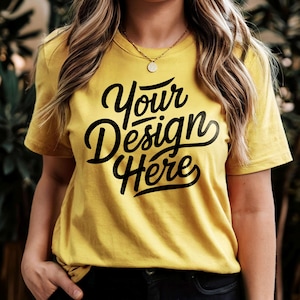 Yellow Bella Canvas 3001 Mockup, Yellow Shirt Mockup, 3001 Yellow Shirt Mockup Photo, Yellow Mockup, Yellow Tee Mockup Yellow T-Shirt Mockup