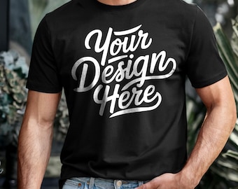 Men's Black Bella Canvas 3001 Mockup, Male T-shirt Mockup, 3001 Bella Canvas, Shirt Model Mockup T-Shirt Mockup, Black Bella Canvas T-Shirt