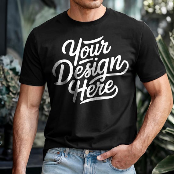 Men's Black Bella Canvas 3001 Mockup, Male T-shirt Mockup, 3001 Bella Canvas, Shirt Model Mockup T-Shirt Mockup, Black Bella Canvas T-Shirt