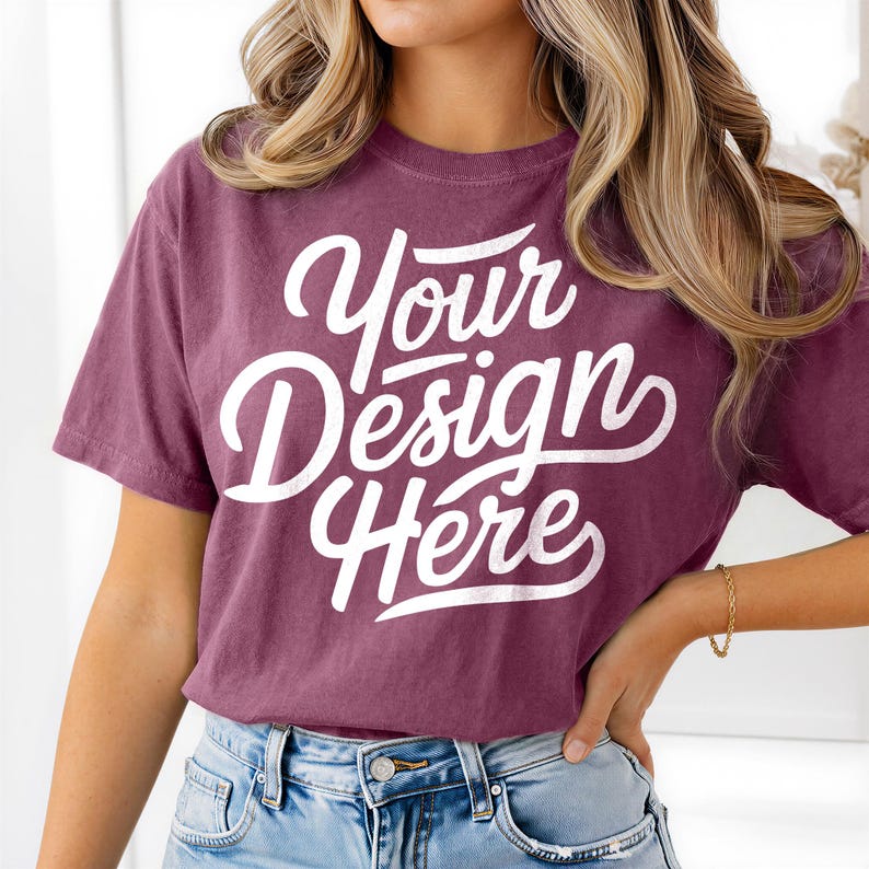 Vineyard Comfort Colors 1717 T-Shirt Mockup, Oversized Tee Model Photo, CC1717 (Digital Download)