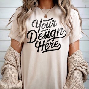 Natural Bella Canvas 3001 Mockup, T-shirt Mockup, 3001 Bella Canvas, Shirt Model Mockup, T-Shirt Mockup, Natural Bella Canvas T-Shirt Mockup