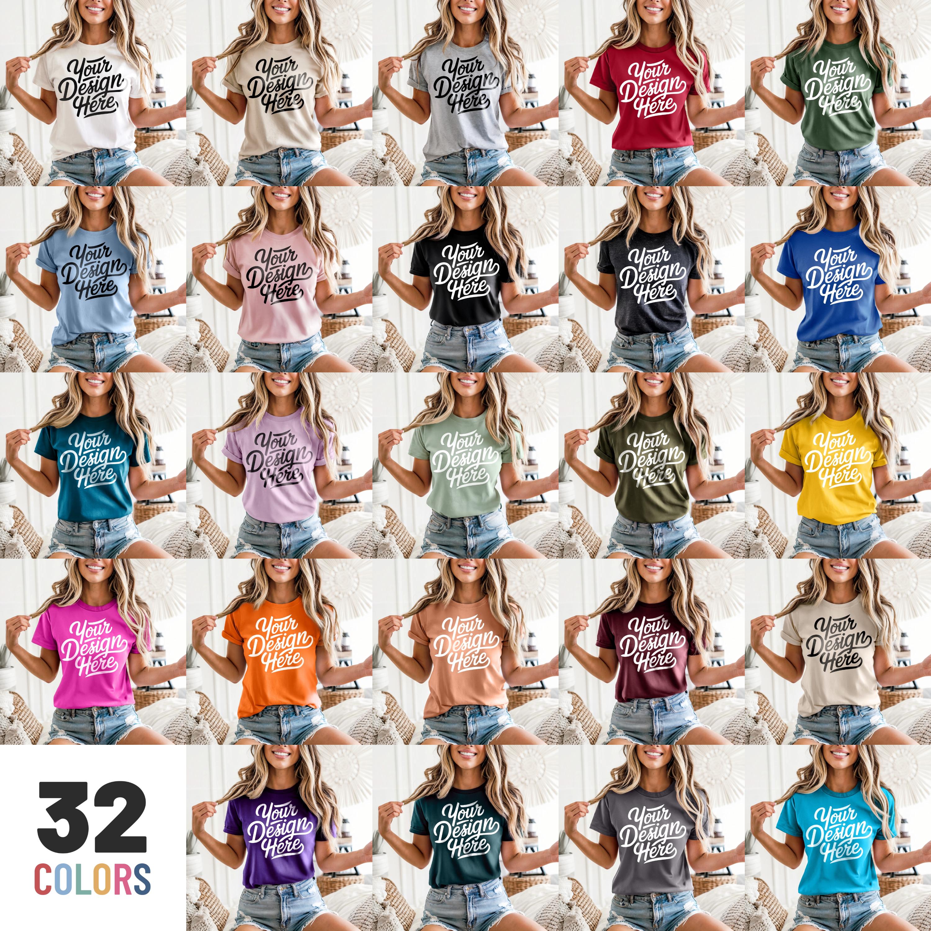 32 Colors Bella Canvas 3001 Mockup Bundle, T-shirt Mockup Bundle, 3001 Bella Canvas Bundle, Model Shirt Mockup, Trendy T-Shirt Mockup Bundle