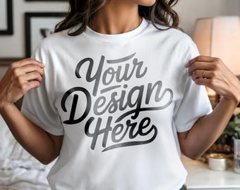 White Bella Canvas 3001 Mockup, Black Model T-shirt Mockup, 3001 Bella Canvas, White T-Shirt Mockup, Bella Canvas T-Shirt White Shirt Mockup