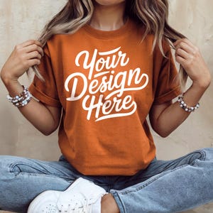 Bella Canvas 3001 Burnt Orange Shirt Mockup, T-shirt Mockup, 3001 Bella Canvas, Burnt Orange Shirt Model Mockup, Bella Canvas T-Shirt Mockup