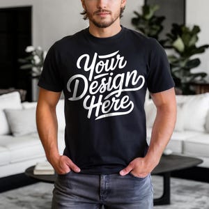 Men&#39;s Black Bella Canvas 3001 Mockup, Male T-shirt Mockup, 3001 Bella Canvas, Shirt Model Mockup T-Shirt Mockup, Black Bella Canvas T-Shirt