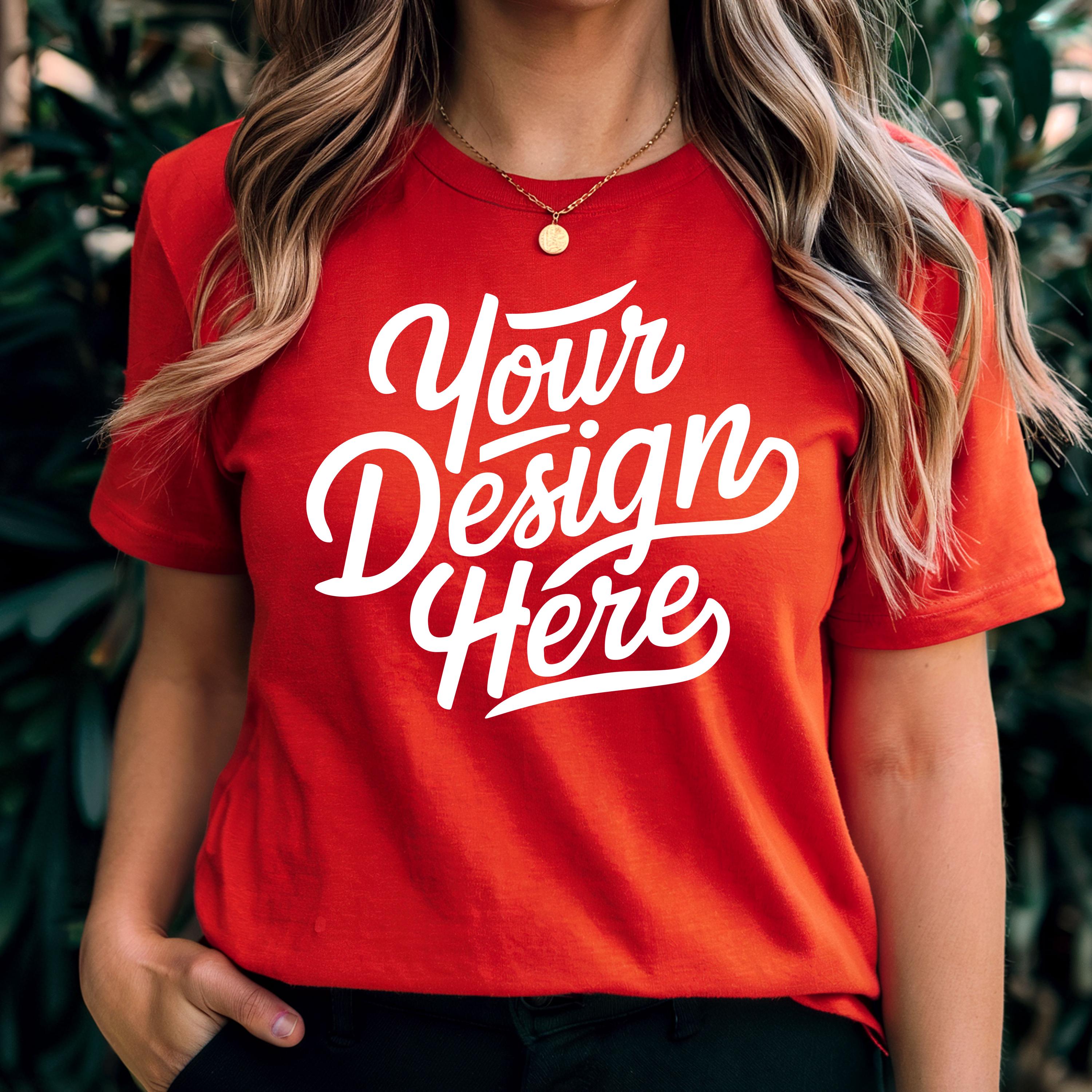 Red Bella Canvas 3001 Mockup, Red Tshirt Mockup, 3001 Red Shirt Mockup, Fall Model Mockup, Red Tee Mockup, Red T-Shirt Mockup, Red POD Shirt