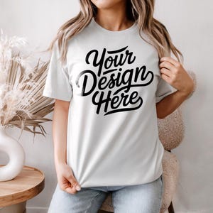 Oversized Bella Canvas 3001 White Shirt Mockup, T-shirt Mockup, 3001 Bella Canvas, T-Shirt Model Mockup T-Shirt Mockup, Bella Canvas White