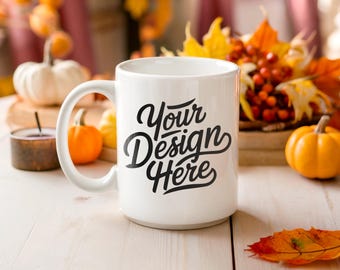 Fall Mug Mockup, 11oz White Coffee Mug, Aesthetic Mug Mockup, Boho Lifestyle Mockup, POD Mug Mockup, Best Mug Mockup, Fall Coffee Mug Mockup