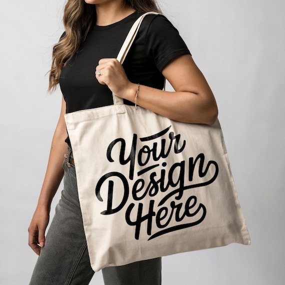 Tote Bag Mockup, Canvas Tote Bag Mockup for Print on Demand, Natural Tote Bag Mockup, Print on Demand Mockup, Model Mock up, Best Tote Bag
