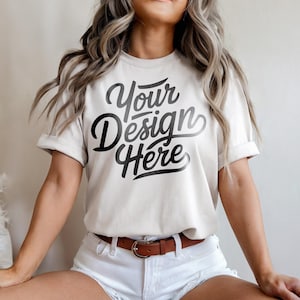 White Bella Canvas 3001 Shirt Mockup, T-Shirt Mockup, White Shirt Template, Women Shirt Model Mockup, T-Shirt Mockup, Bella Canvas T-Shirt
