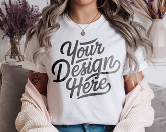 White Bella Canvas 3001 Mockup, T-shirt Mockup, 3001 Bella Canvas, Shirt Model Mockup, T-Shirt Mockup, Bella Canvas T-Shirt, Shirt Mockup