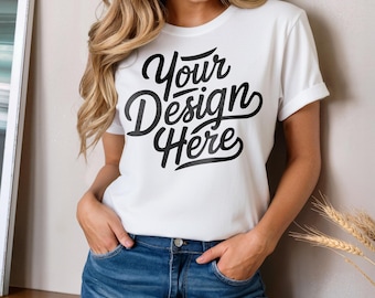 White Bella Canvas 3001 Mockup, T-Shirt Mockup, 3001 Bella Canvas, Shirt Model Mockup T-Shirt Mockup, Bella Canvas T-Shirt, High Resolution