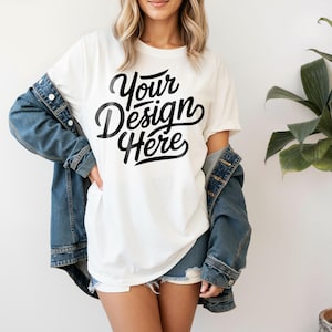 White Comfort Colors 1717 Mockup, White T-shirt Mockup, White Comfort Colors 1717 Model Mockup, White Shirt Mockup, High Resolution JPEG
