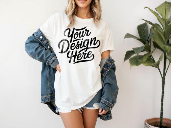 White Comfort Colors 1717 Mockup, White T-shirt Mockup, White Comfort Colors 1717 Model Mockup, White Shirt Mockup, High Resolution JPEG