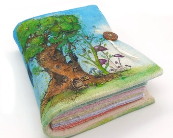 Secret Place Journal, unique art, painted canvas, tree diary, kreativlink