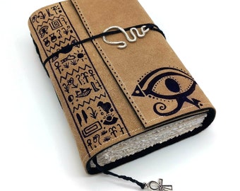 Horus Eye, Handmade Leather Journal, Egyptian Notebook