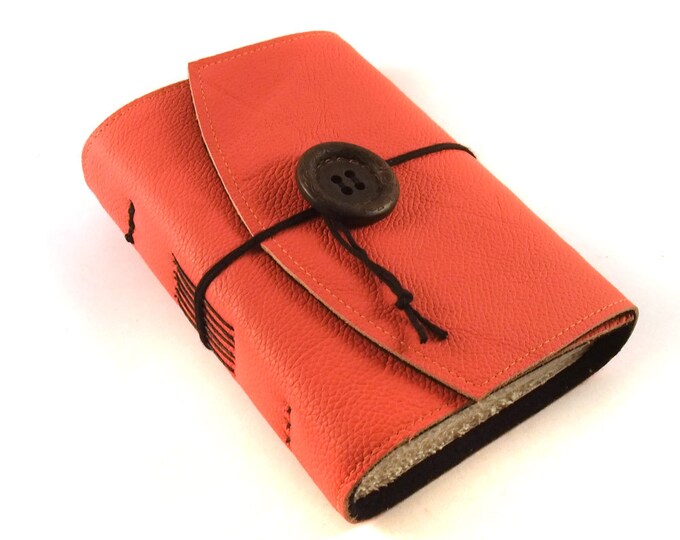 Orange Leather Journal Notebook Diary Etsy