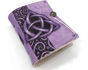Diario A6 fatto a mano: taccuino con nodo celtico viola e triquetra