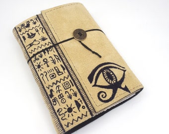 Horus Eye, Handmade Leather Journal, Egyptian Notebook