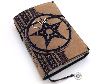 Grimoire, Book of Shadows, Handmade Leather journal with stained paper for the ancient look