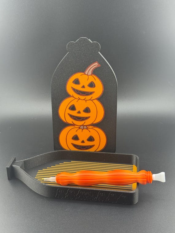 Halloween Pumpkin Diamond Painting Tray Bundle with Orange Gradient Pen | Spooky Fall Gift