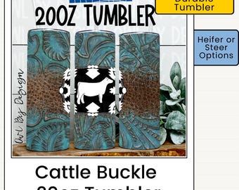 Cattle 20oz Tumbler | Heifer or Steer Tumbler | Personalized Livestock Tumbler | Show Cattle Gift | Western Sublimated Cup | Stock Show Gift
