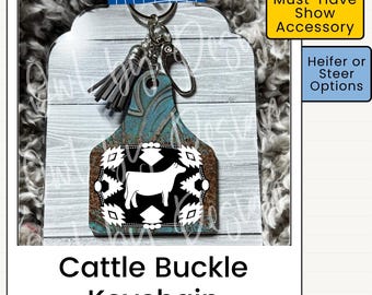 Cattle Keychain | Heifer or Steer Keychain | Personalized Livestock Keychain | Show Cattle Gift | Western Keychain | Farm Gift | Stock Show