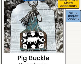 Pig Keychain | Gilt or Barrow Keychain | Personalized Livestock Keychain | Show Pig Gift | Western Keychain | Farm Gift | Stock Show