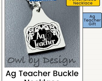 Ag Teacher Buckle Necklace | Agriculture Teacher Gift | Western Jewelry | Advisor Gift | Personalized Engraved Necklace | Cowgirl Style Gift