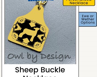 Sheep Buckle Necklace | Show Livestock Jewelry | Ewe or Wether Necklace | Personalized Cow Tag Necklace | Livestock Show Gift | Western
