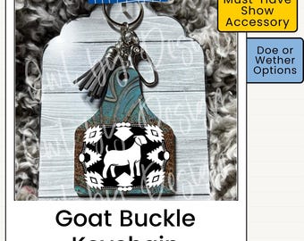 Goat Keychain | Doe or Wether Keychain | Personalized Livestock Keychain | Show Goat Gift | Western Keychain | Farm Gift | Stock Show