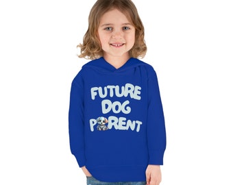 Toddler Pullover Fleece Hoodie "Future Dog Parent", EasyTear™ Label, Side-Seam Pockets, Cotton/Polyester Blend