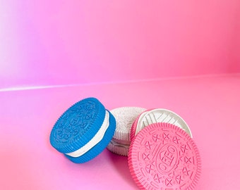 Oreo Cookie Grinder - Blue, white, pink / cookie herb grinder / funny grinder