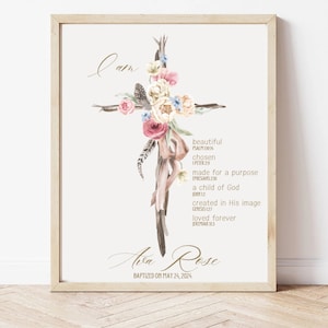 Baptism Gift Girl, Personalized PRINTABLE, Baby Girl Gift, Nursery Wall Art, Godchild Baptism Sign Dedication Gift, Nursery Decor, PRINTABLE