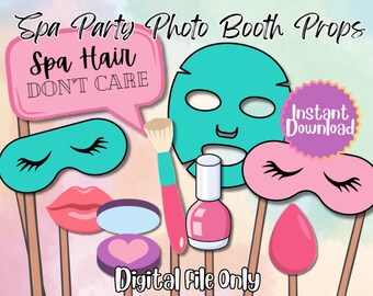 Spa Party Photo Booth Props and Sign - Instant Download Spa Party Photo Booth - Printable Spa Centerpieces by Deesunshine Designs