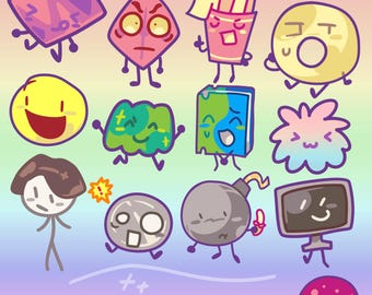 2" Battle For Dream Island Again (BFDIA)-stickers!