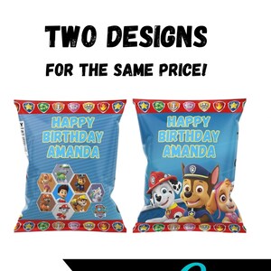 Editable Chip Bag Label Wrapper | Kids Birthday Party Printable Paw Patrol | Digital BDay Paw Patrol Template | Instant Download - PDF File