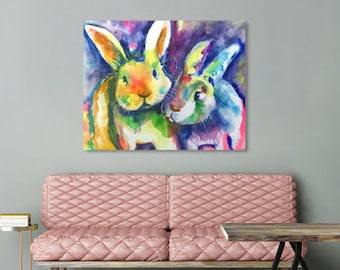 Bunny art Vaderdagcadeaus Cadeau voor beste vriend Bunny print Kwekerij decor Kwekerij print Kwekerij muur kunst schattig konijn, romantiek kunst