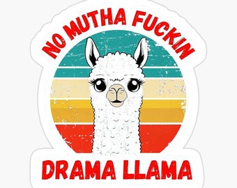 Pegatina de llama No Drama / calcomanía de vinilo de llama / vibrante y divertida / perfecta para computadoras portátiles, botellas de agua, cuadernos / pegatina impermeable