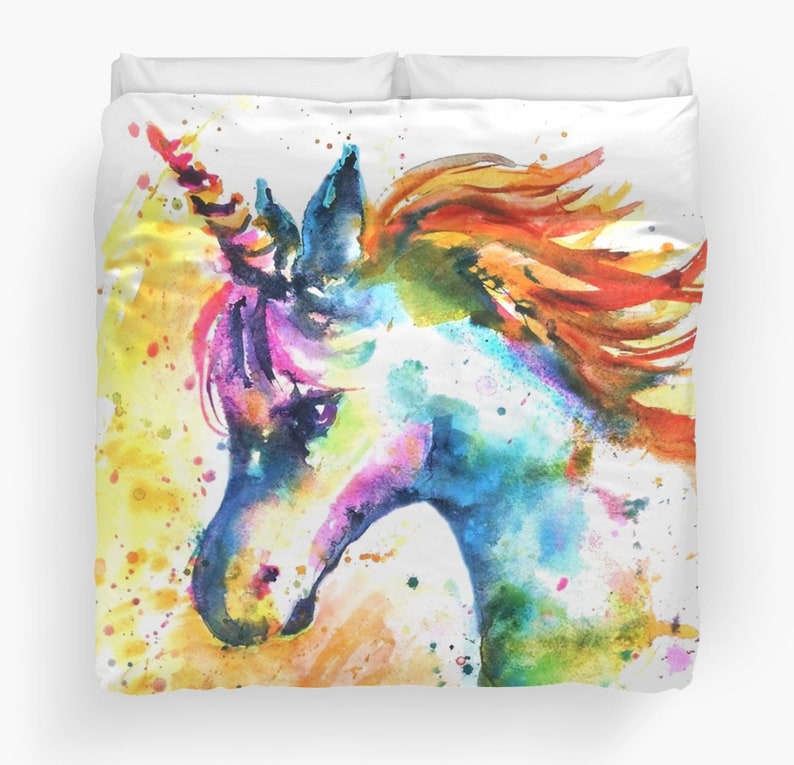 Unicorn Pattern Print Duvet Cover Bedding Set