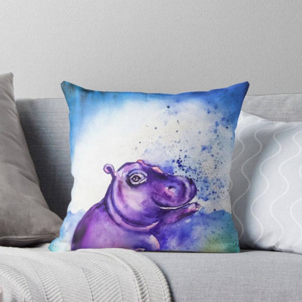 Baby hippo Hippo pillow pillow accents stylish pillows Kids room decor  kids wall decor hippo art poster art mother's day gift cute pillow