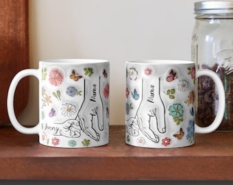 Personalized Holding Mom‘s Hand 3D Inflated Effect Mug, Hold My Hand Mug, Family Custom 3D Inflated Effect Printed Mug, Mother's Day 2025