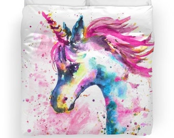 Pink Unicorn Duvet Cover Unicorn Bedding Twin Unicorn  Unicorn Comforter Twin Kids Bedding Duvet Rainbow Pink Rainbow unicorn bedding set