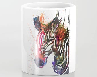 Zebra taza de acuarela taza única regalo único taza de café taza animal taza de té taza arte ilustración fresco cocina arte impreso cebra Padres Día