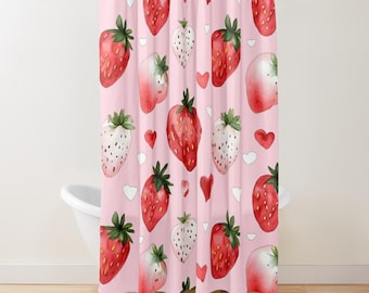 Strawberry Shower Curtain Bathroom Decor Bath Curtains Elegant Fruit Bath Decor Minimalist Berry Bathroom Decor Strawberry Home Decor Girls
