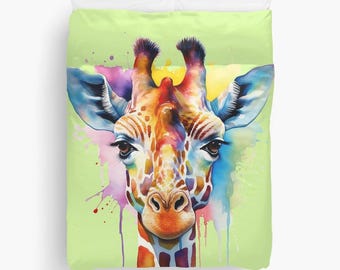 Giraffe Comforter Twin Full Queen King Giraffe Duvet Cover Giraffe Bed Cover rainbow giraffe duvet cover colorful giraffe bedding rainbow