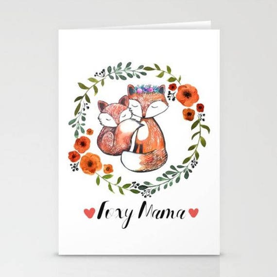 Fuchs Karte Foxy Mama Niedlichen Fuchs Muttertagskarte Fur Etsy